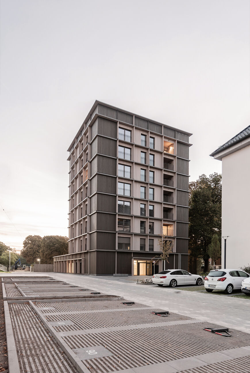 Wohnturm mit Kita in Mainz-Kastel, Wiesbaden, Deutschland